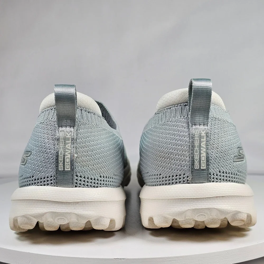 Skechers Go Walk Light Blue Knit Slip On Walking Shoes 125285 Womens 7.5